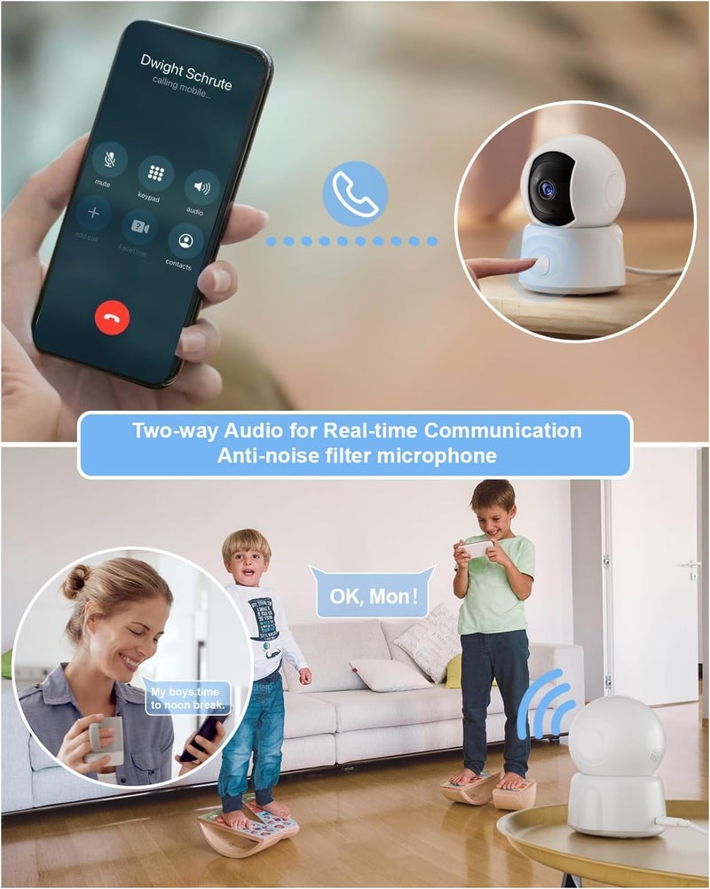 Golspark Indoor Security Camera 2K, Pet Camera for Home Security, Dog Cam Pan/Tilt, Motion Tracking, 2-Way Audio, Night Vision Baby Monitor, Siren Alert, 24/7 Cloud &SD Card Storage, 2.4GHz - Image 3